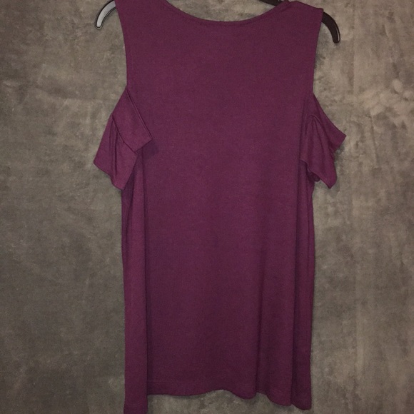 Cold shoulder dark purple top by Ann Taylor Loft. - Picture 3 of 4